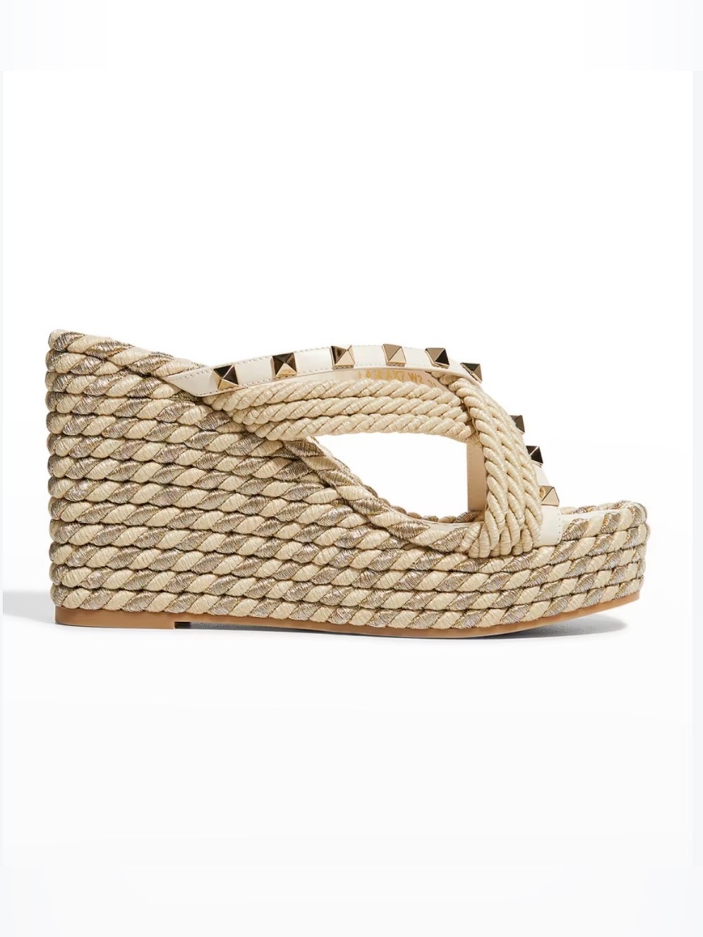 NEW VALENTINO GARAVANI Rockstud Torchon 95mm Wedge Espadrilles
